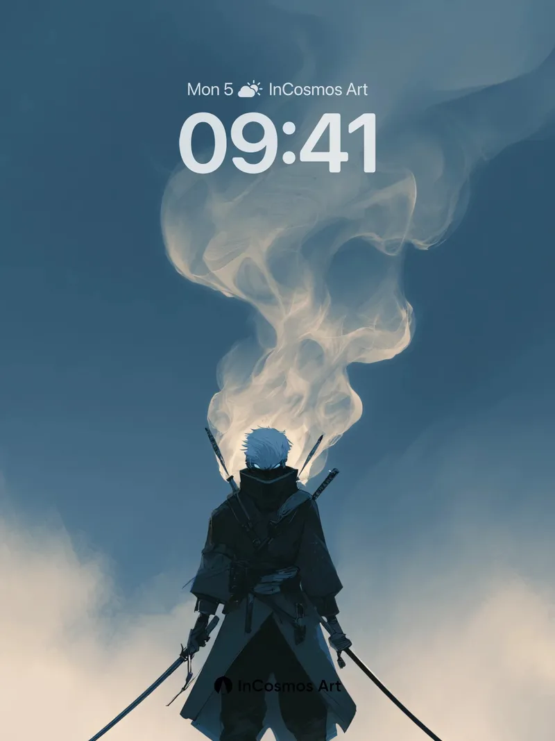 Frostbound Shadow Wallpaper with Smoke Veil