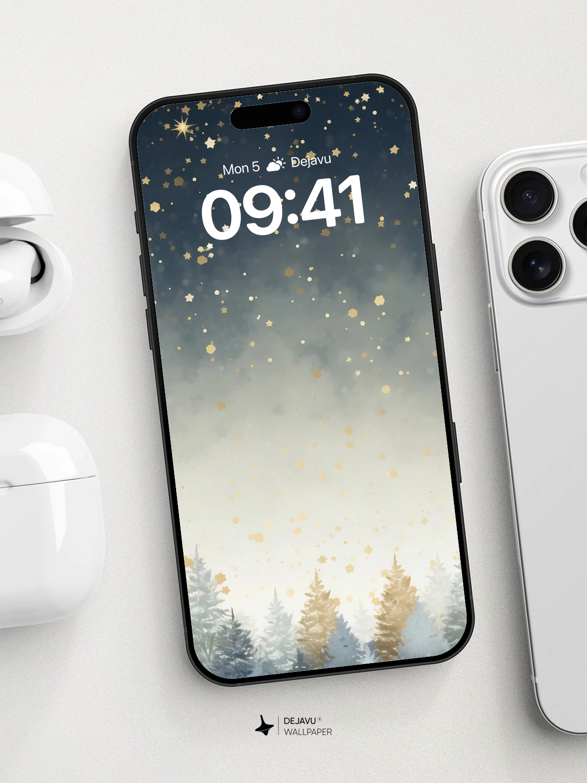 Winter Starlight Forest Wallpaper 8K for iPhone and Android