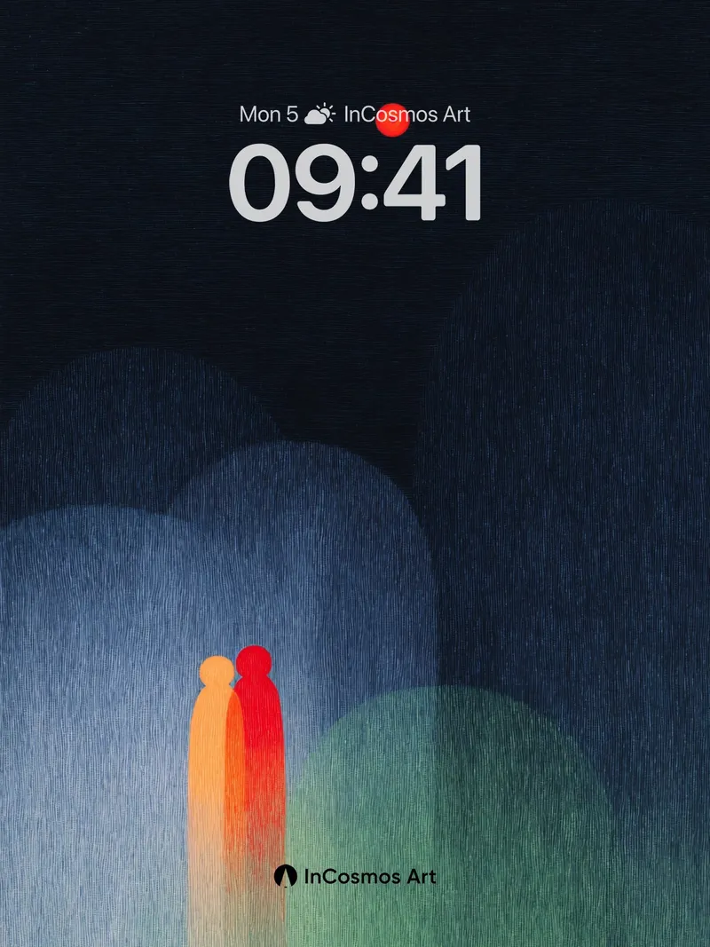 Silent Embrace Wallpaper with Cosmic Hues