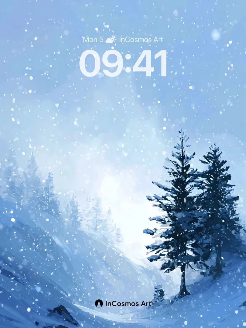 Frost Whisper Wallpaper with Snow-Drifted Pines
