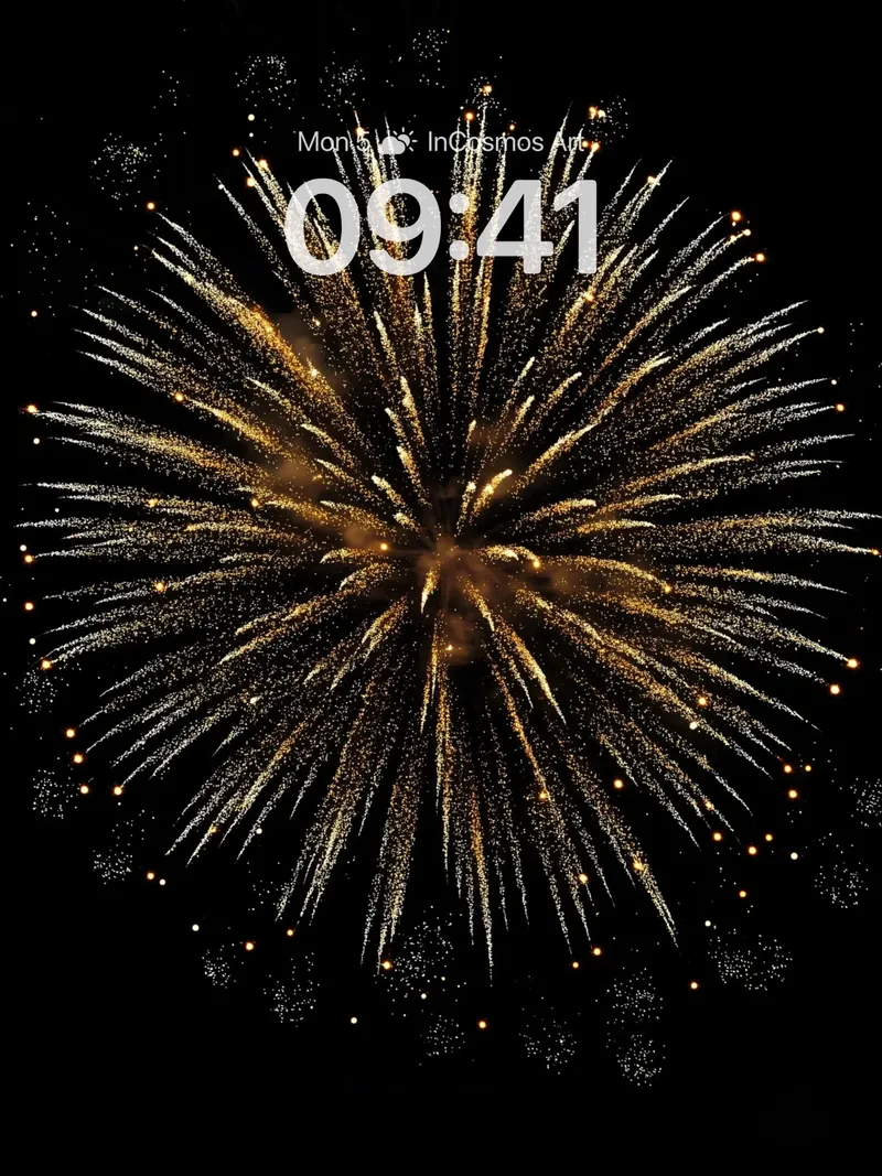 Golden Burst Wallpaper with Celestial Sparks