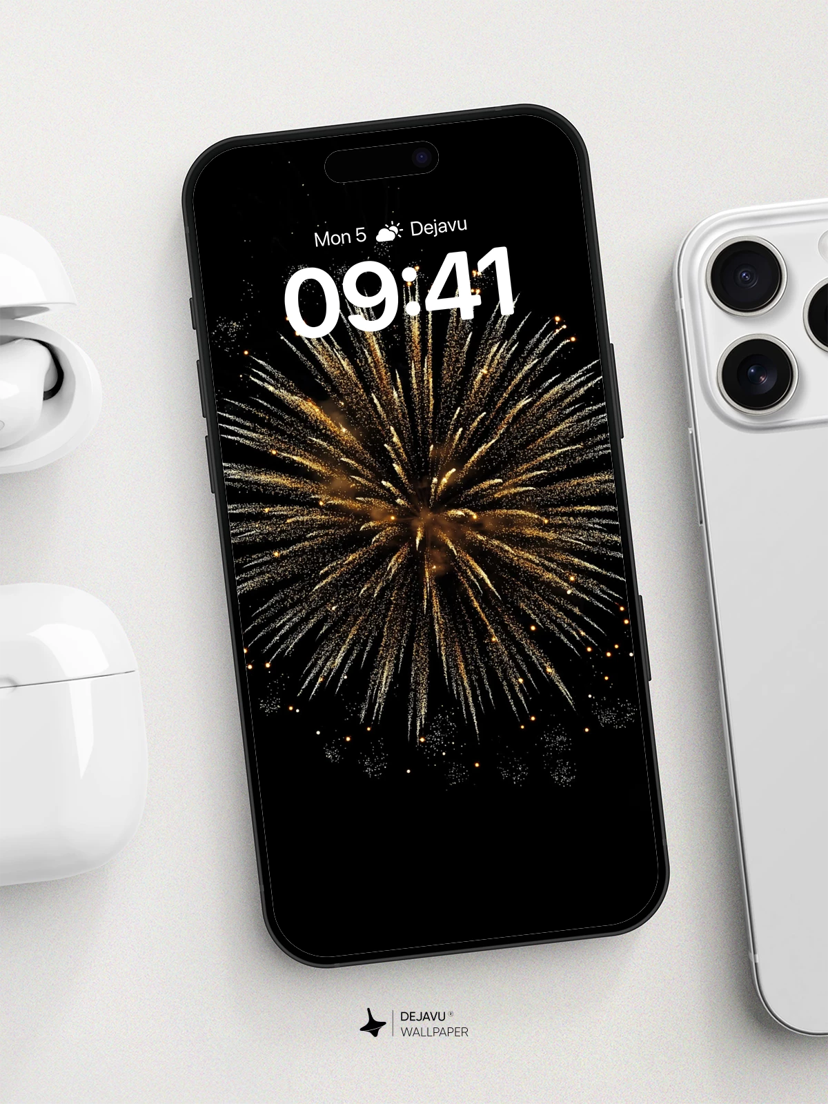 Golden Fireworks Explosion Wallpaper 8K for iPhone and Android