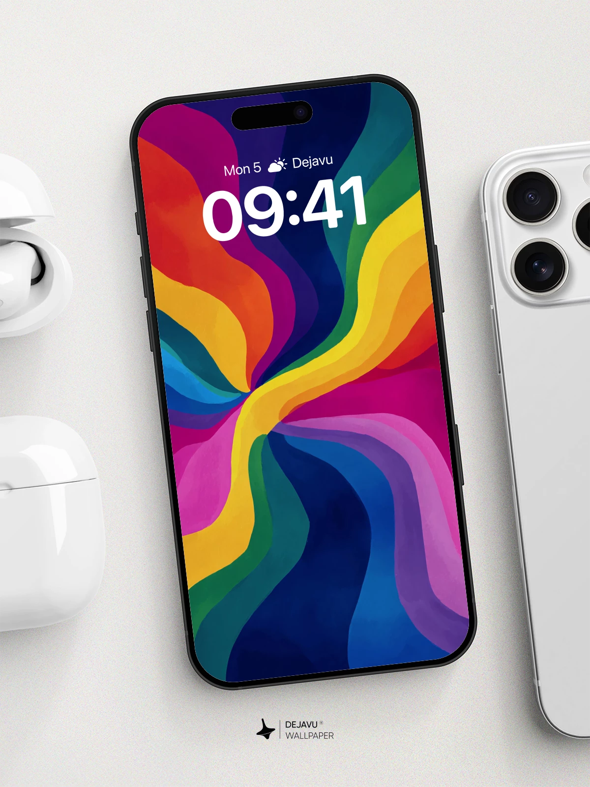 Vibrant Rainbow Spiral Wallpaper 8K for iPhone and Android