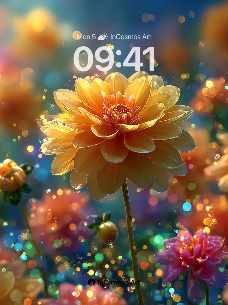 Luminous Petal Wallpaper with Cosmic Sparkle