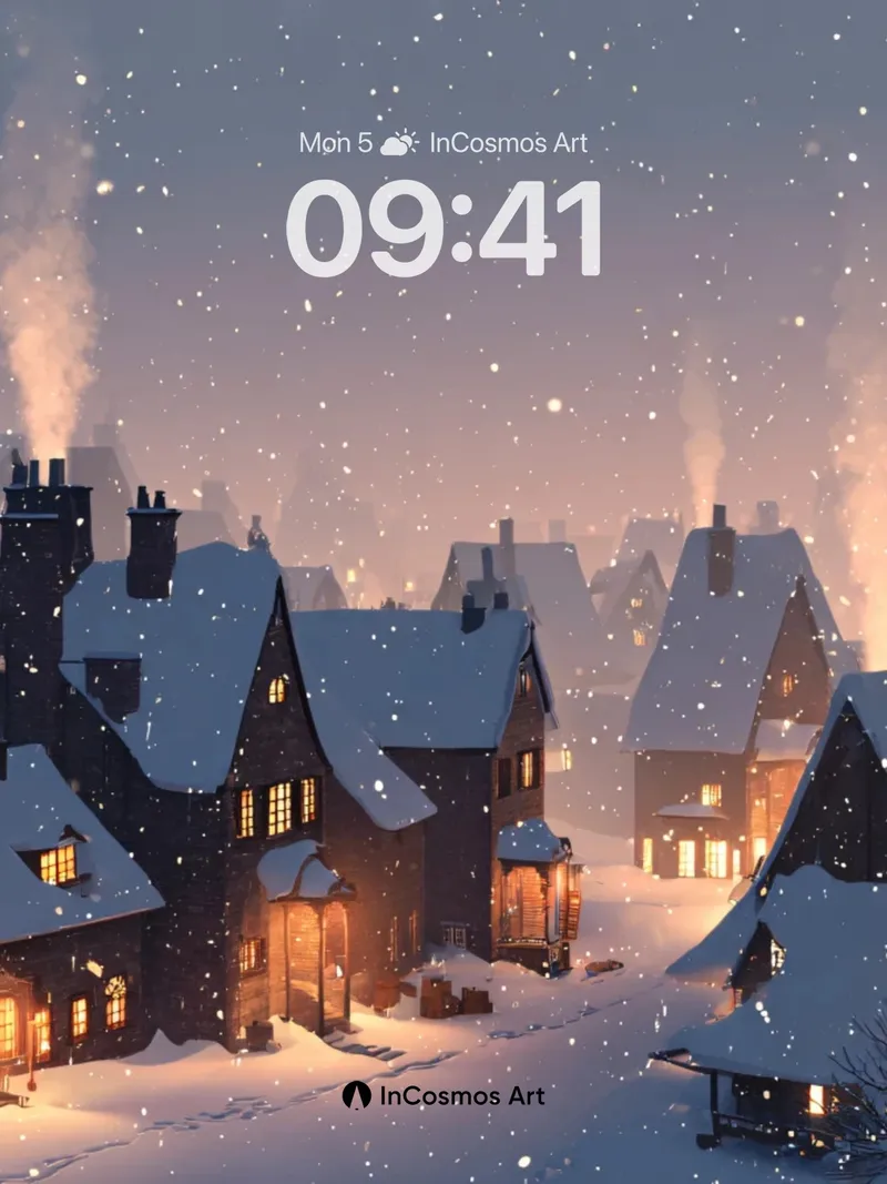 Snowfall Reverie Wallpaper with Warm Chimney Light