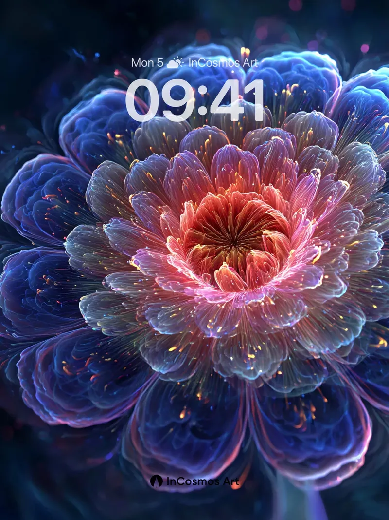 Luminous Bloom Wallpaper with Cosmic Petals