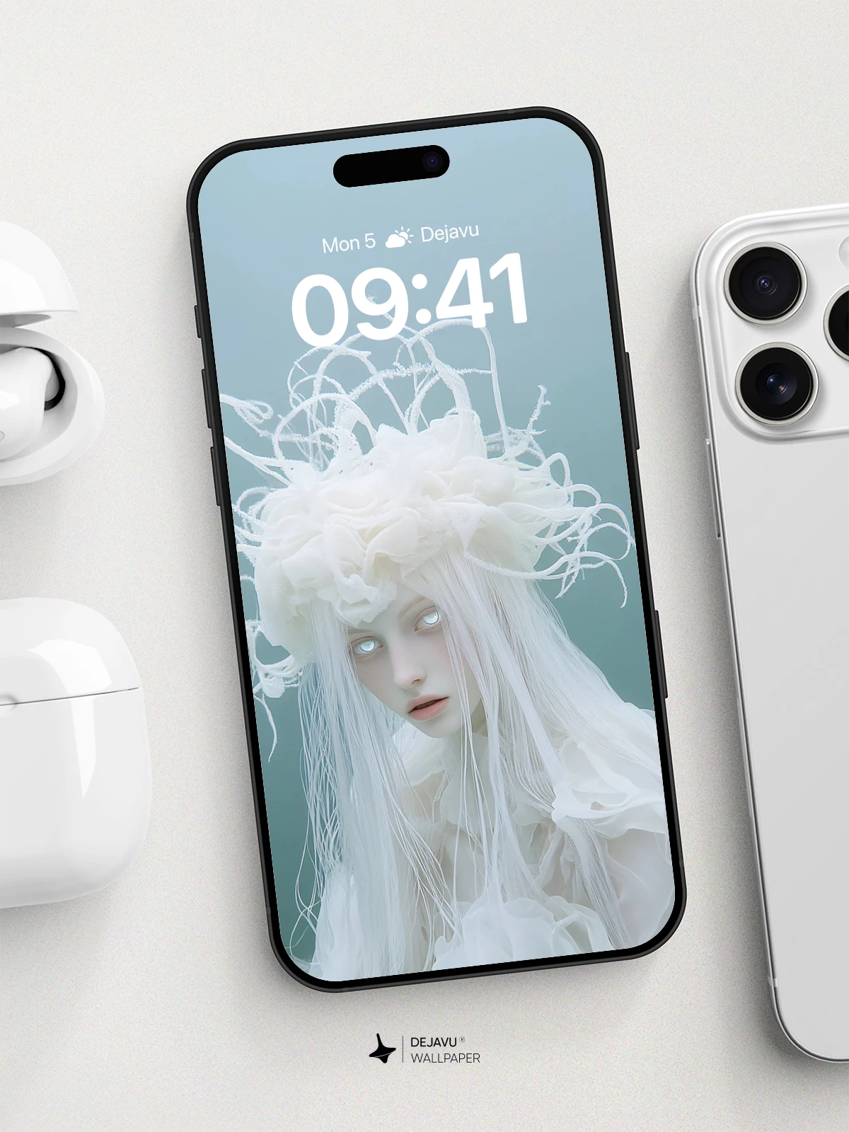 Ethereal White Fantasy Wallpaper 8K for iPhone and Android
