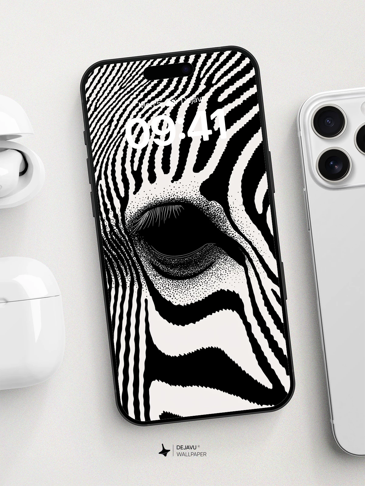 Zebra Eye Close-Up Wallpaper 8K for iPhone and Android