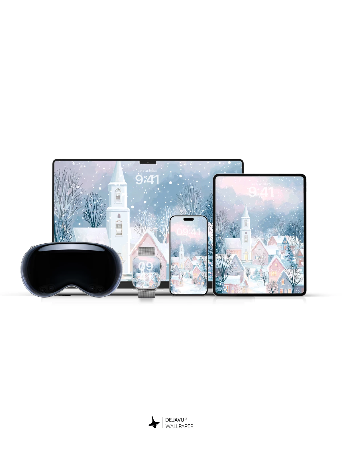 Whimsical Winter Village Wallpaper 8K for iPhone and Android