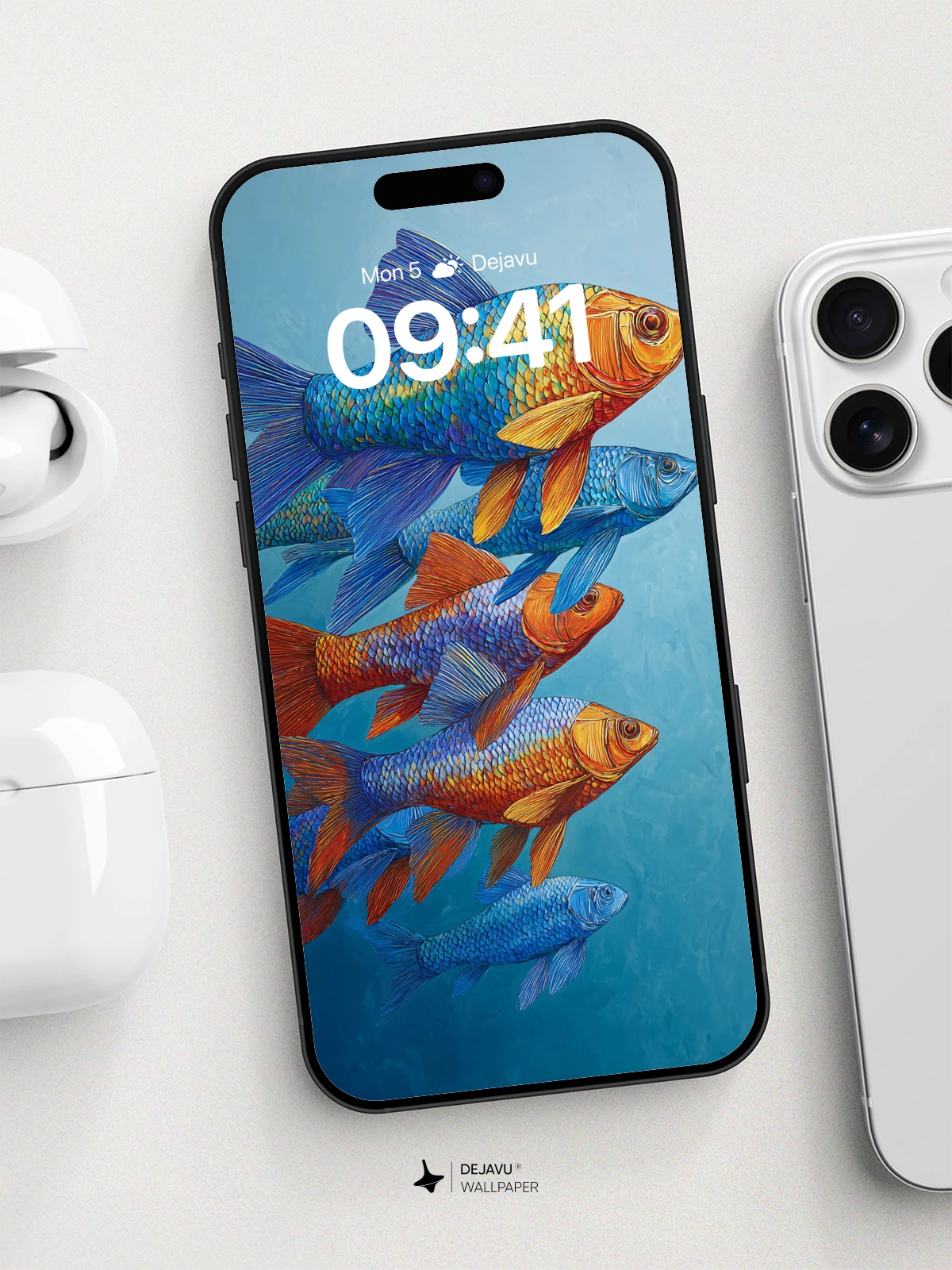 Vibrant Koi Fish Art Wallpaper 8K for iPhone and Android