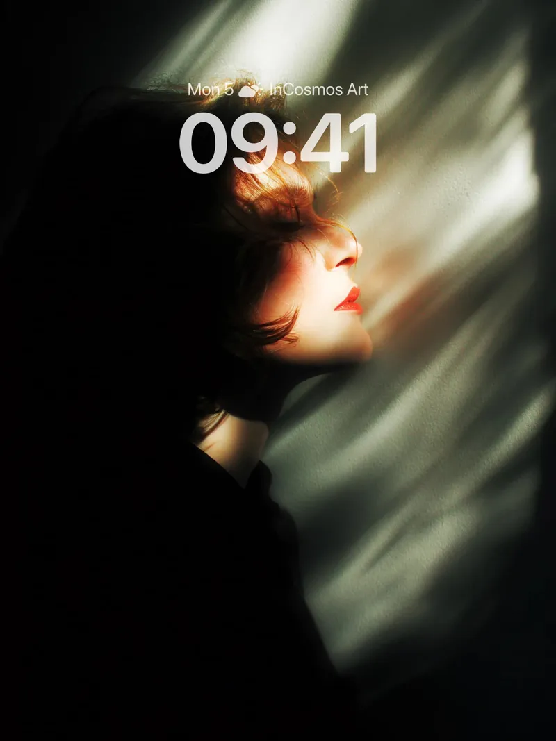 Shadowed Reverie Wallpaper with Golden Light Trails