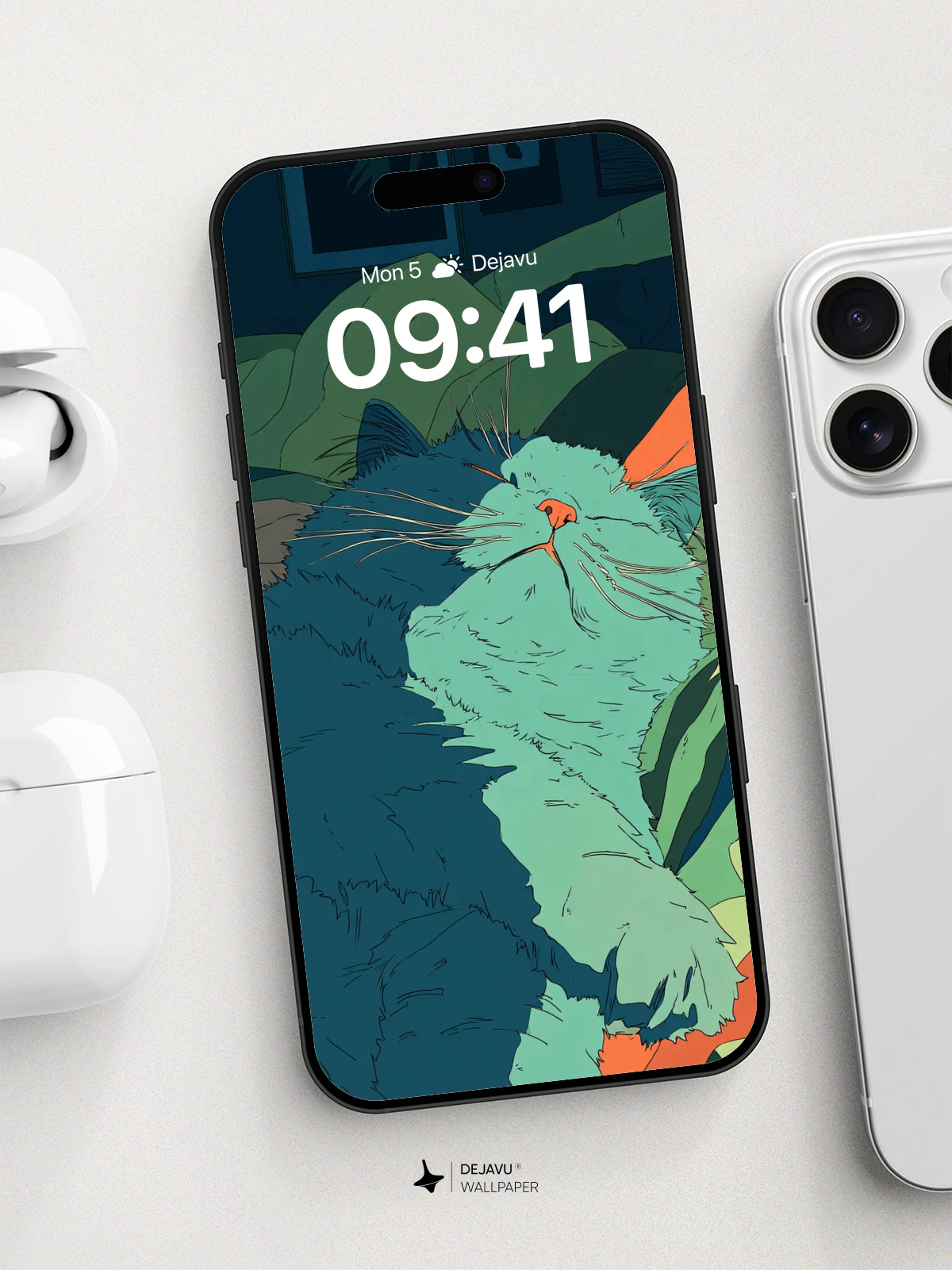 Dreamy Cat Portrait Wallpaper 8K for iPhone and Android