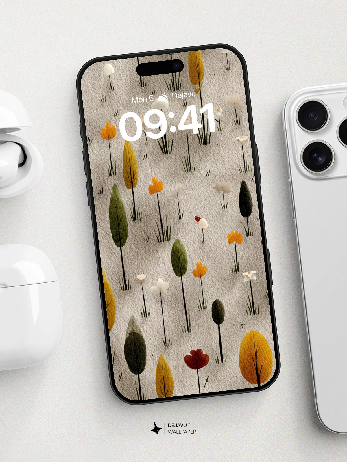 Whimsical Forest Pattern Wallpaper 8K for iPhone and Android