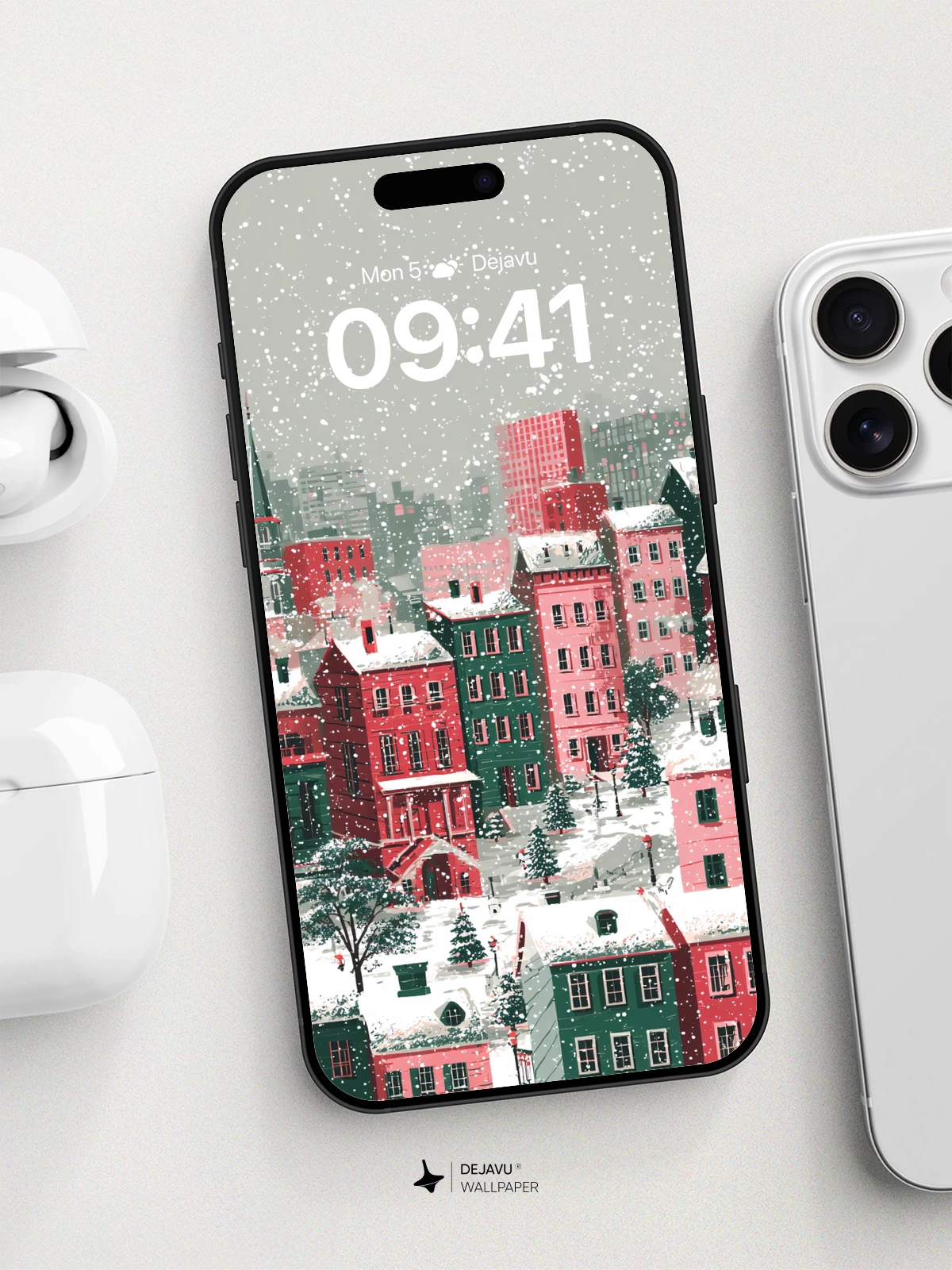 Winter Wonderland Cityscape Wallpaper 8K for iPhone and Android