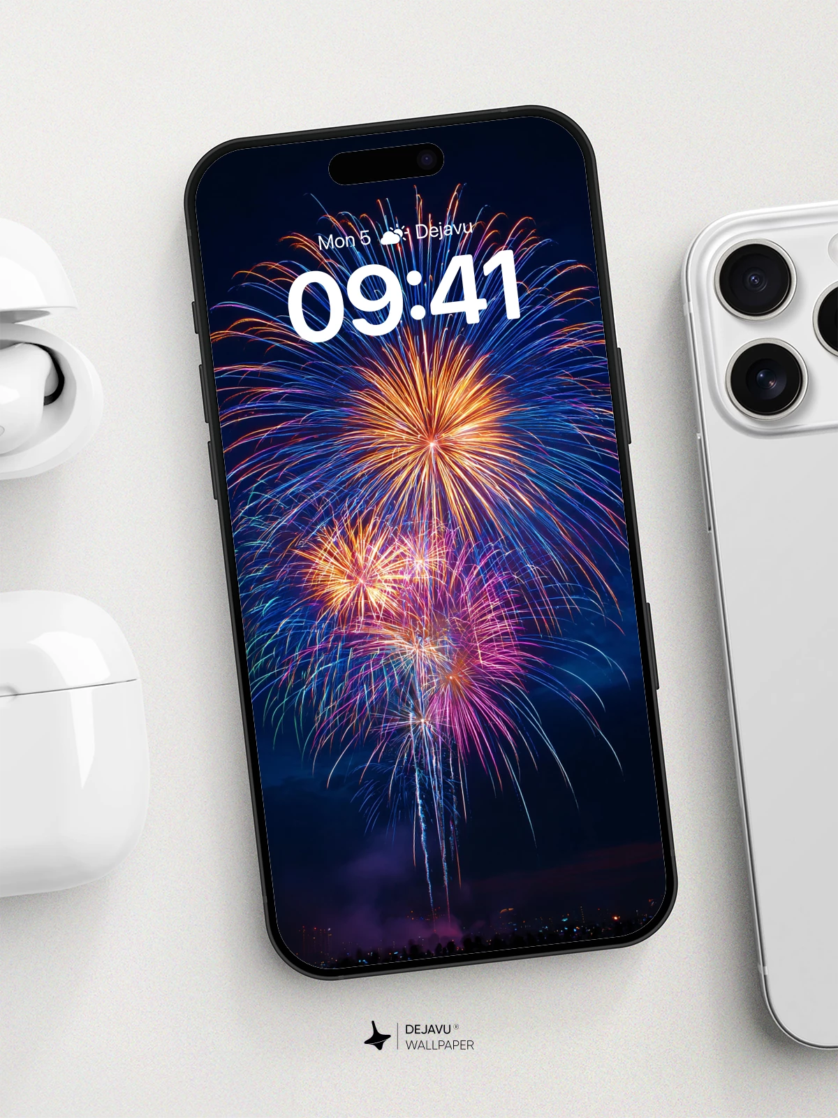Colorful Fireworks Burst Wallpaper 8K for iPhone and Android