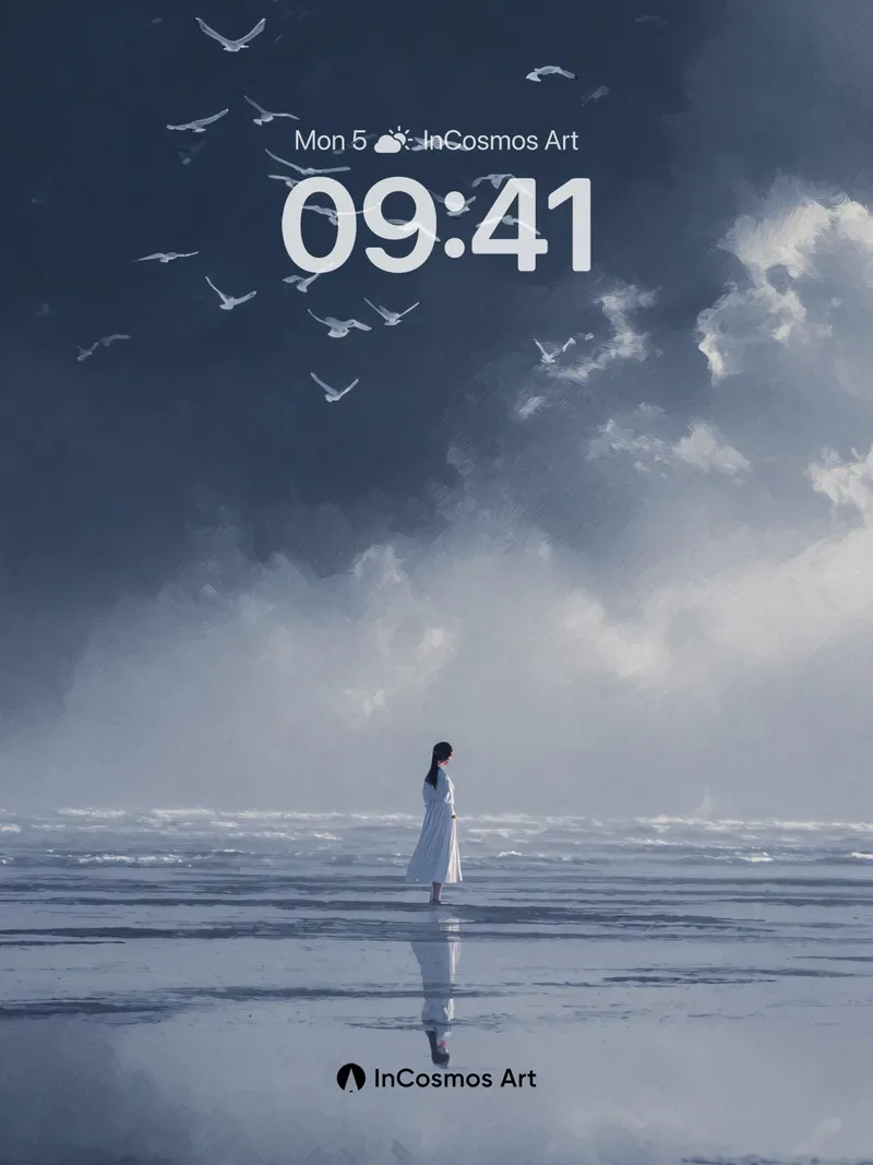 Serenity Skyline Wallpaper with Reflective Tide