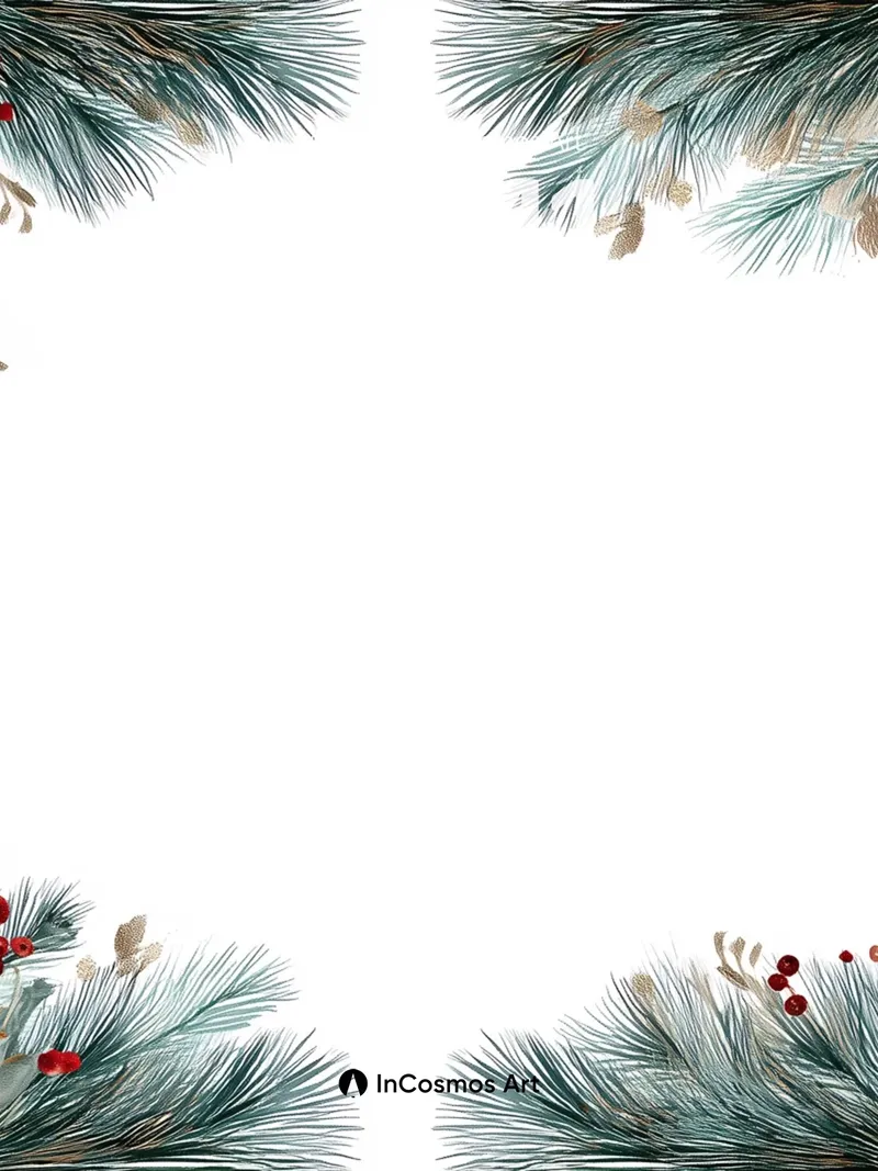 Frost-Kissed Pine Wallpaper with Winter Berries