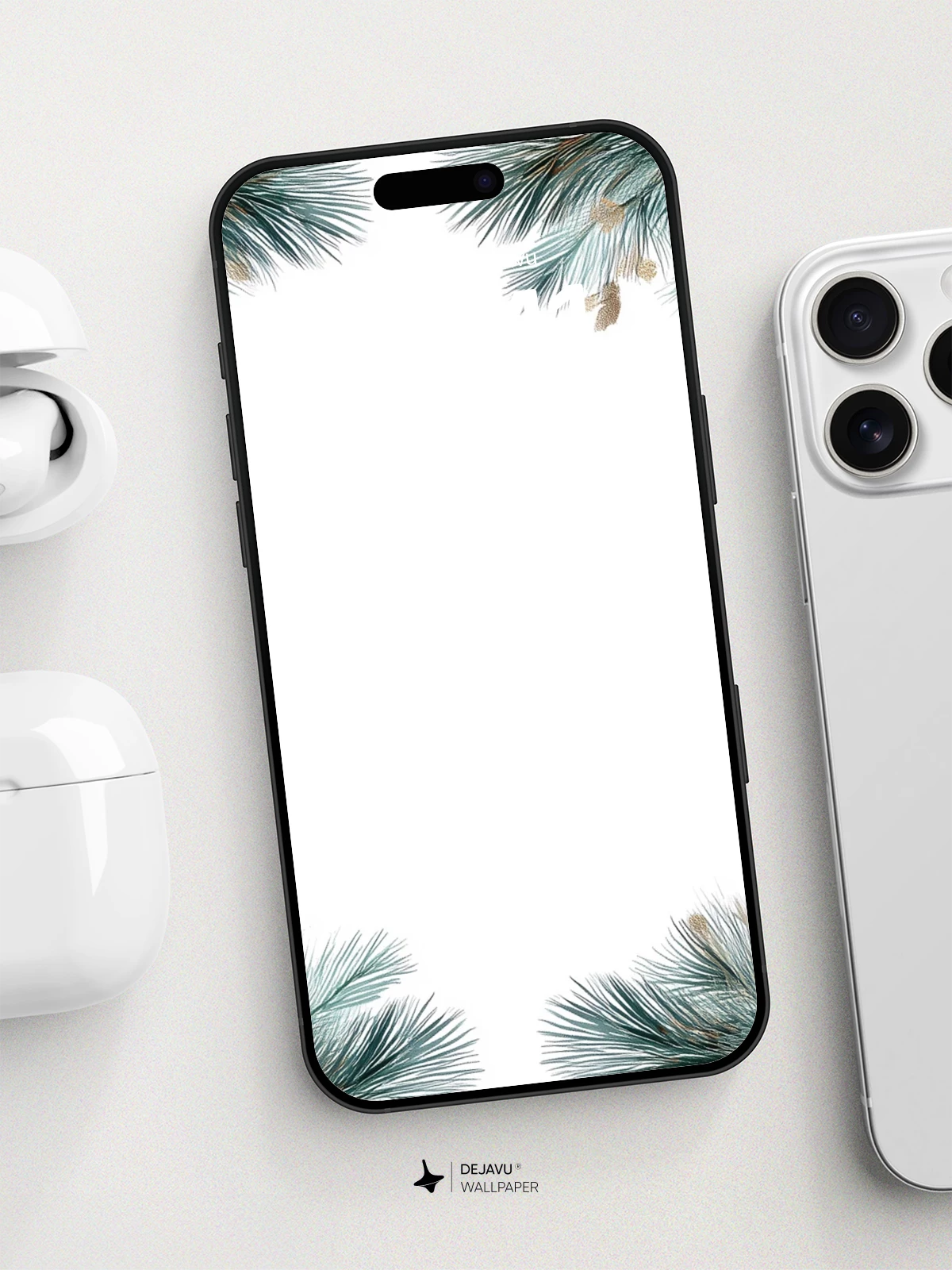 Winter Botanical Frame Wallpaper 8K for iPhone and Android