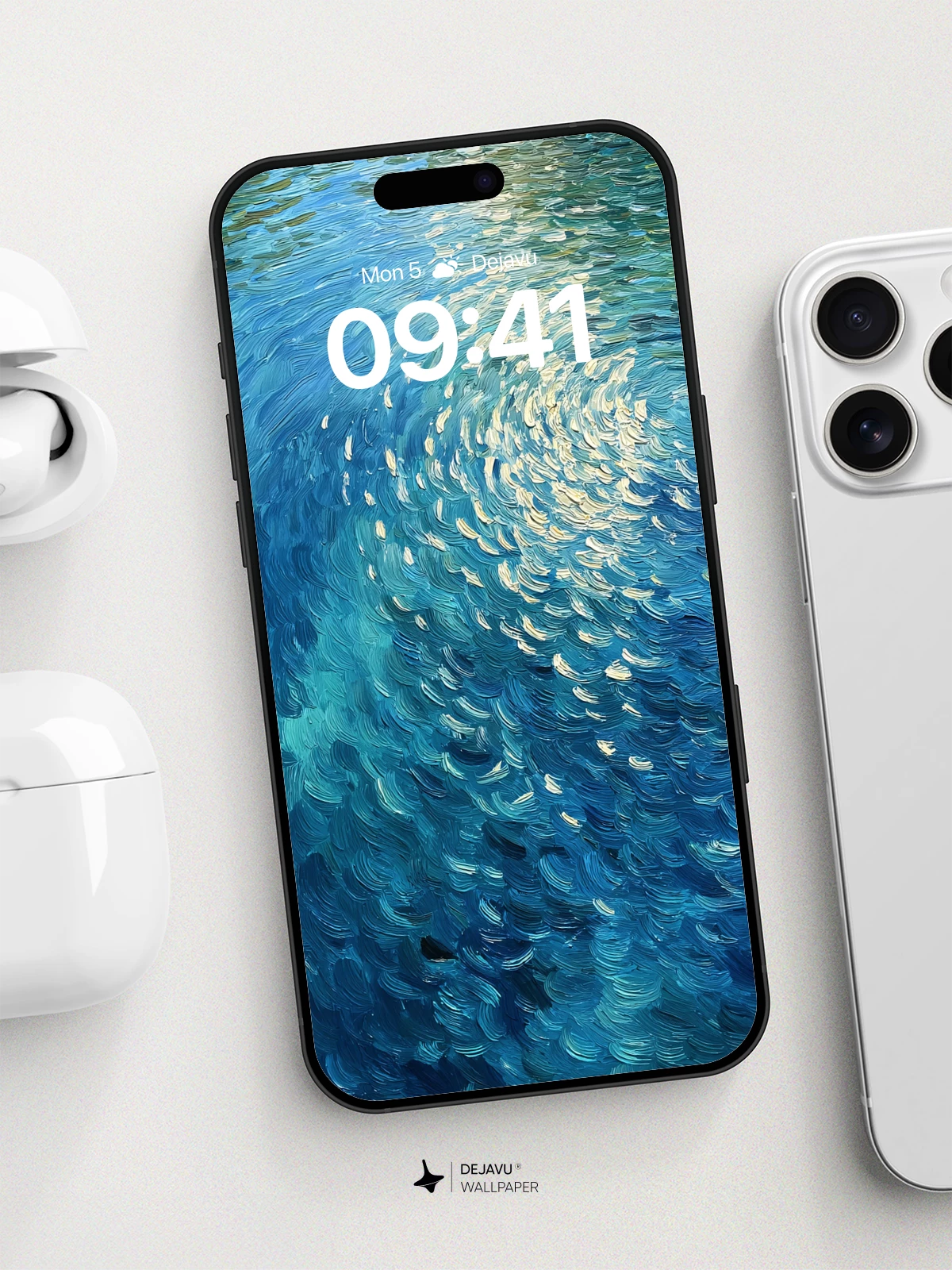 Van Gogh-Inspired Ocean Waves Wallpaper 8K for iPhone and Android