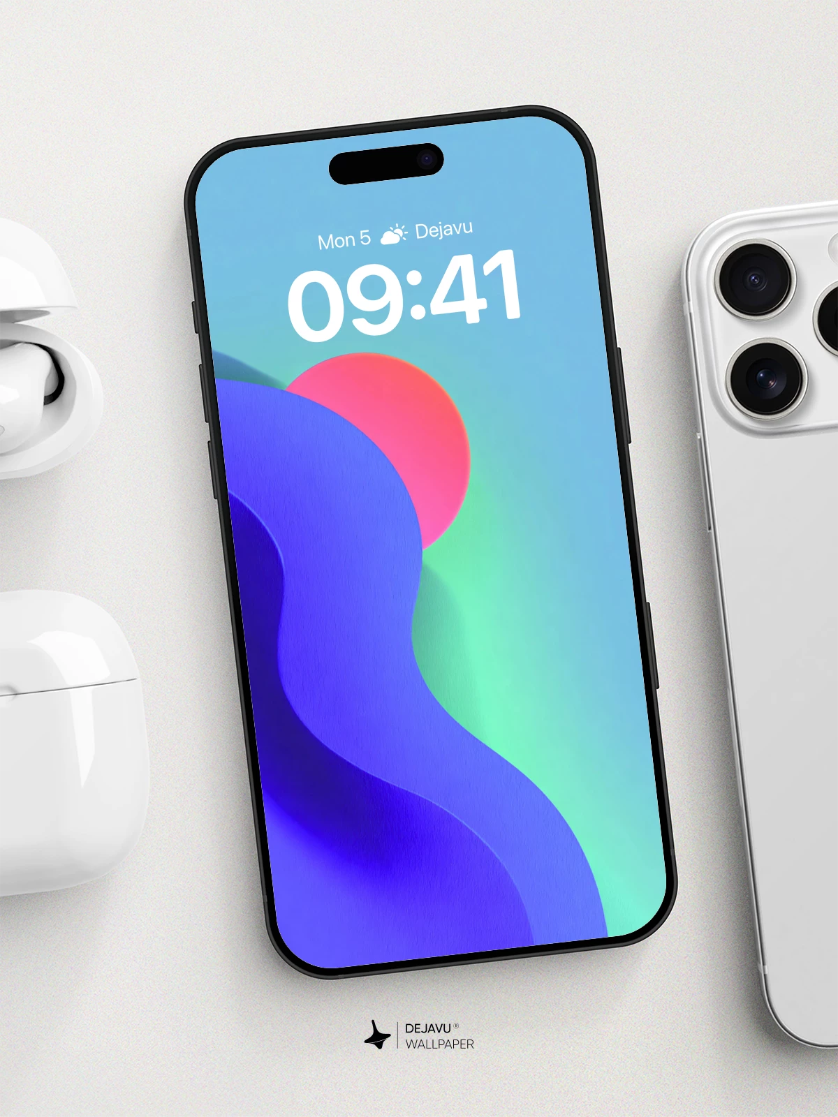 Abstract Gradient Waves Wallpaper 8K for iPhone and Android