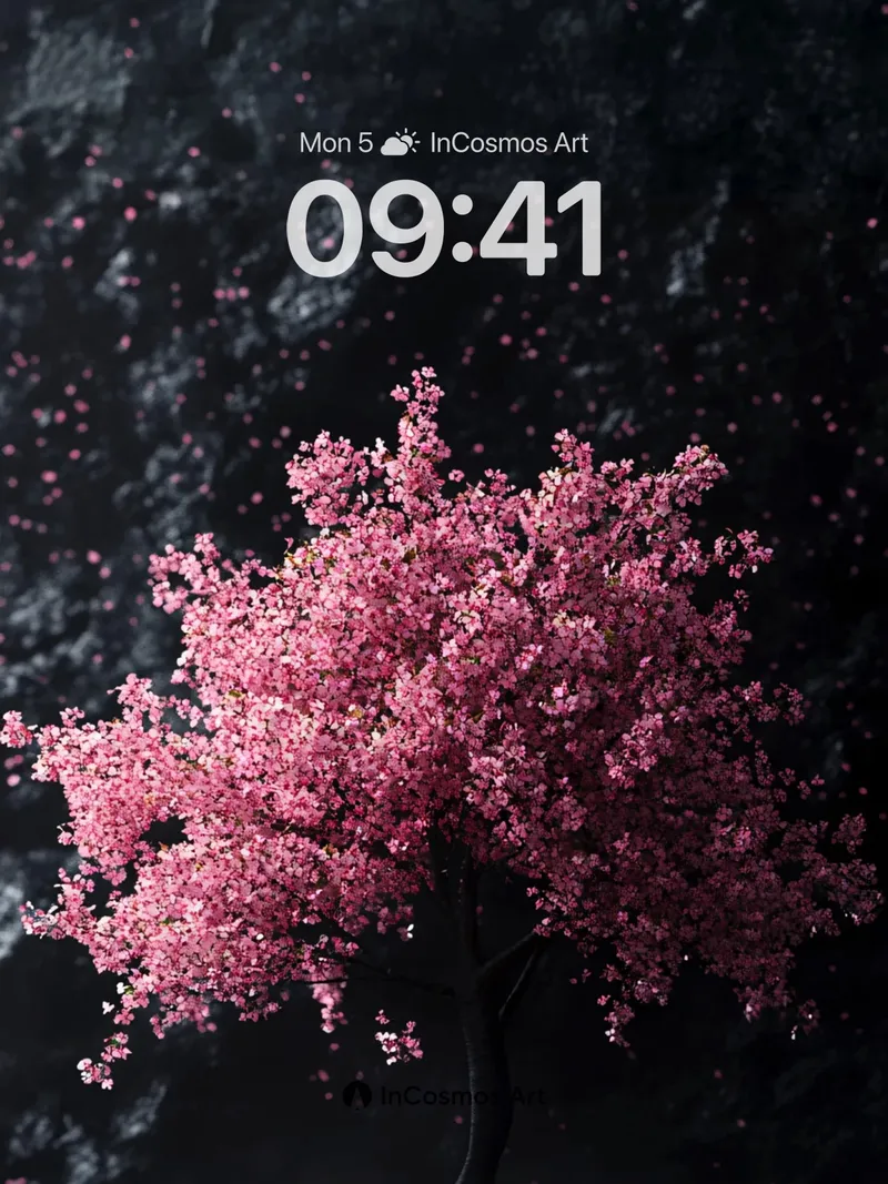 Serenity Bloom Wallpaper with Floating Petals