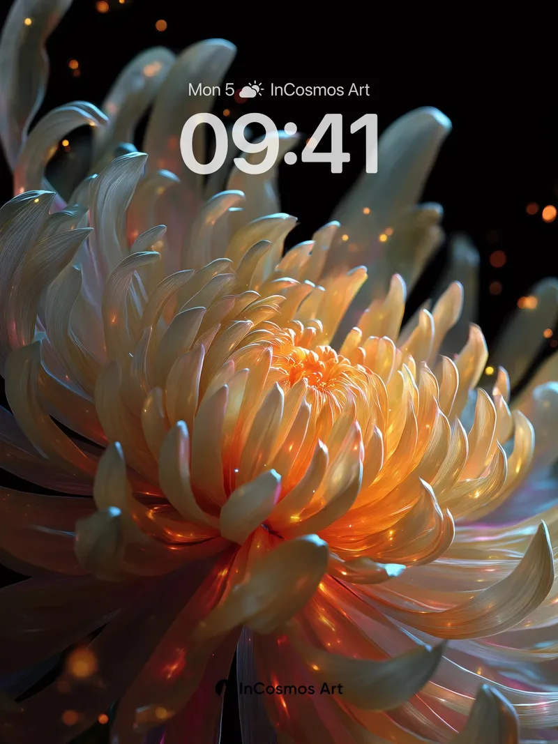 Luminous Chrysanthemum Wallpaper with Ethereal Glow