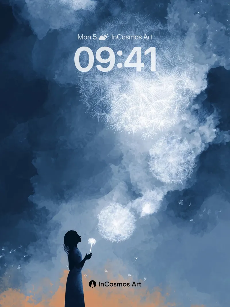 Whispering Dandelion Wallpaper with Celestial Bloom