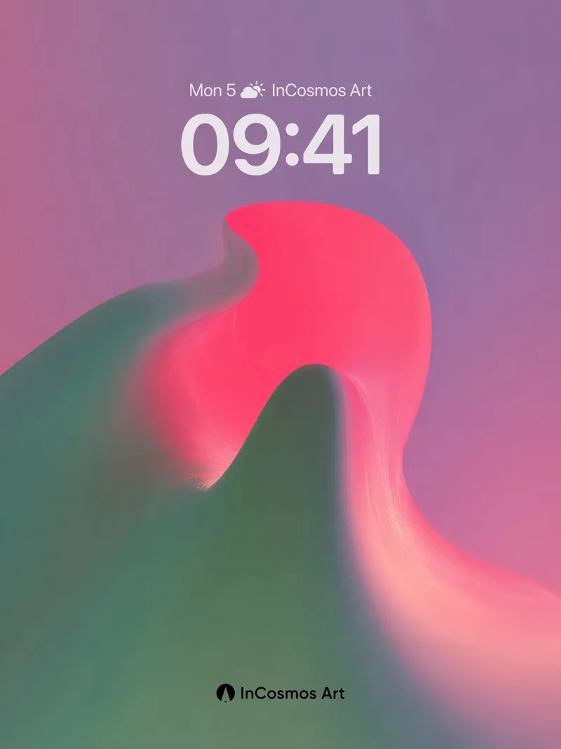 Luminous Wave Wallpaper with Floating Form