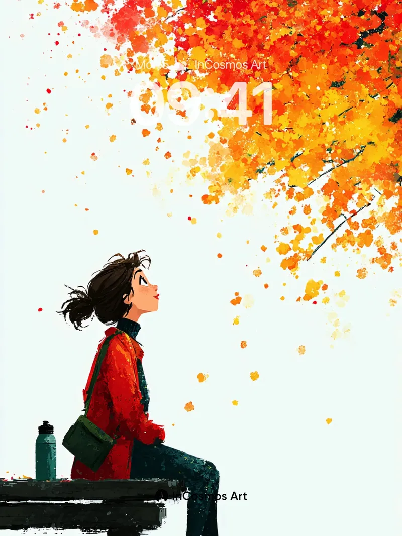 Autumn Whisper Wallpaper with Falling Leaves