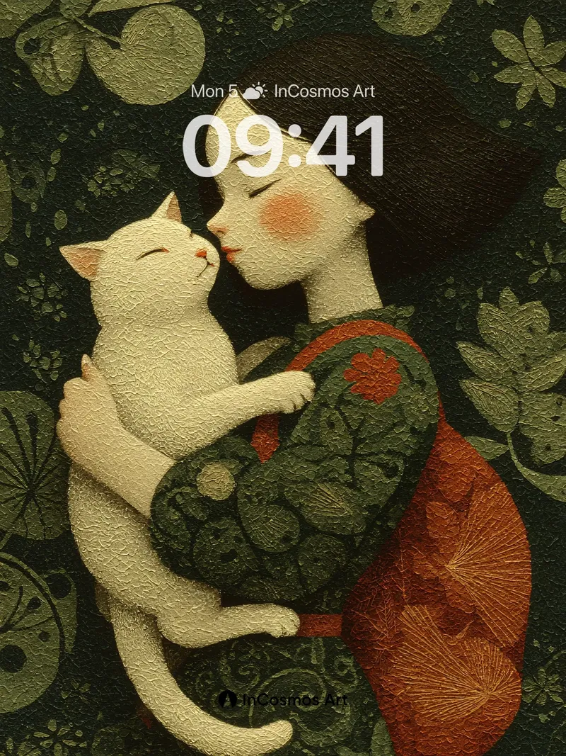 Serenity Embrace Wallpaper with Textured Folklore