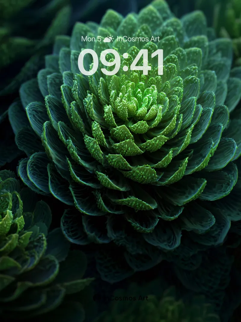 Emerald Spiral Wallpaper with Living Light