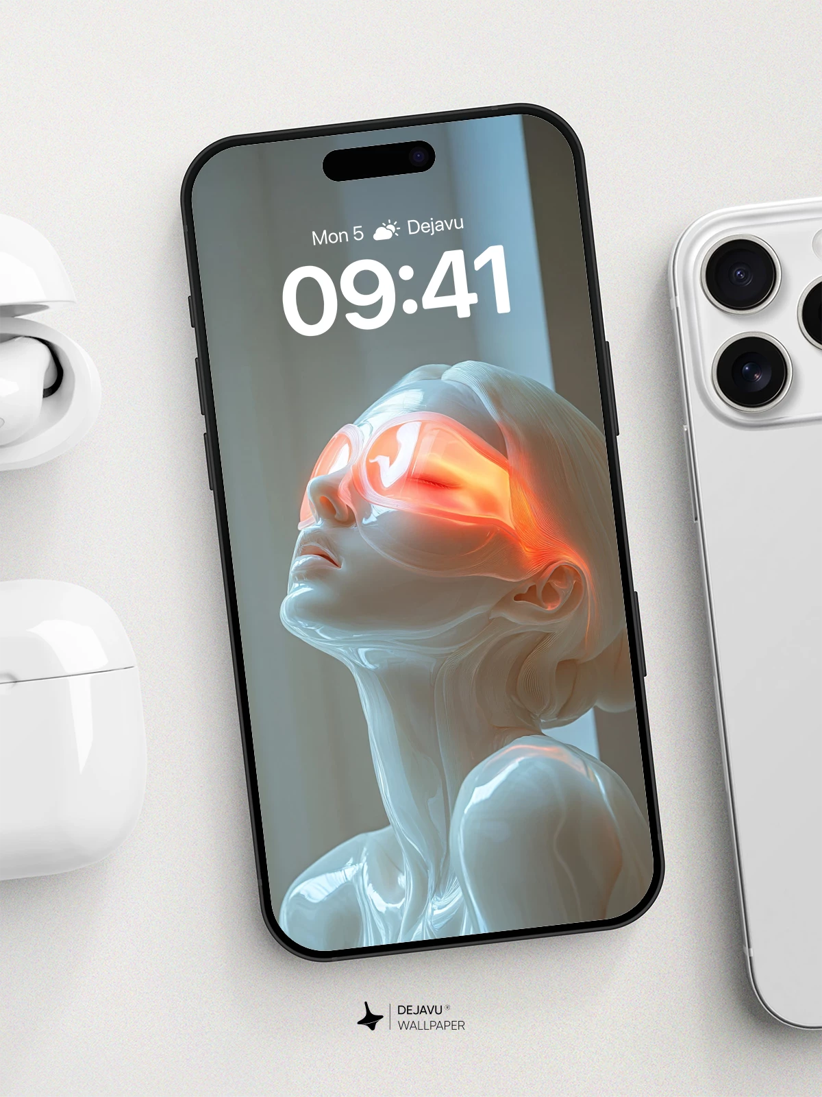 Futuristic Glow Portrait Wallpaper 8K for iPhone and Android