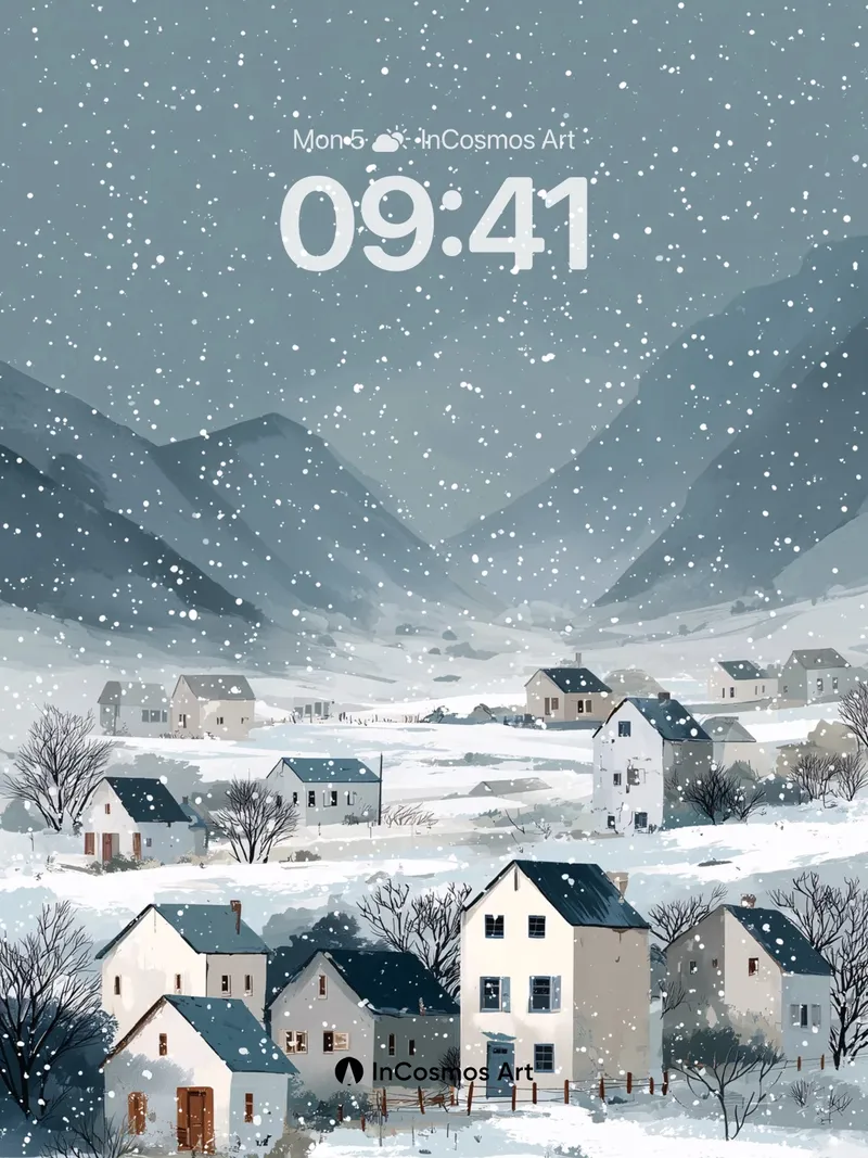 Snowfall Hush Wallpaper with Mountain Whispers