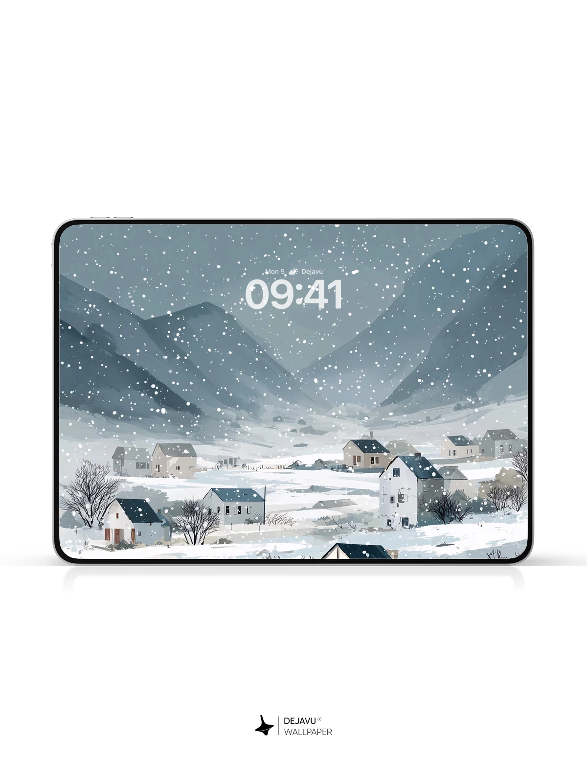 Winter Village Snowfall Wallpaper 8K for iPhone and Android