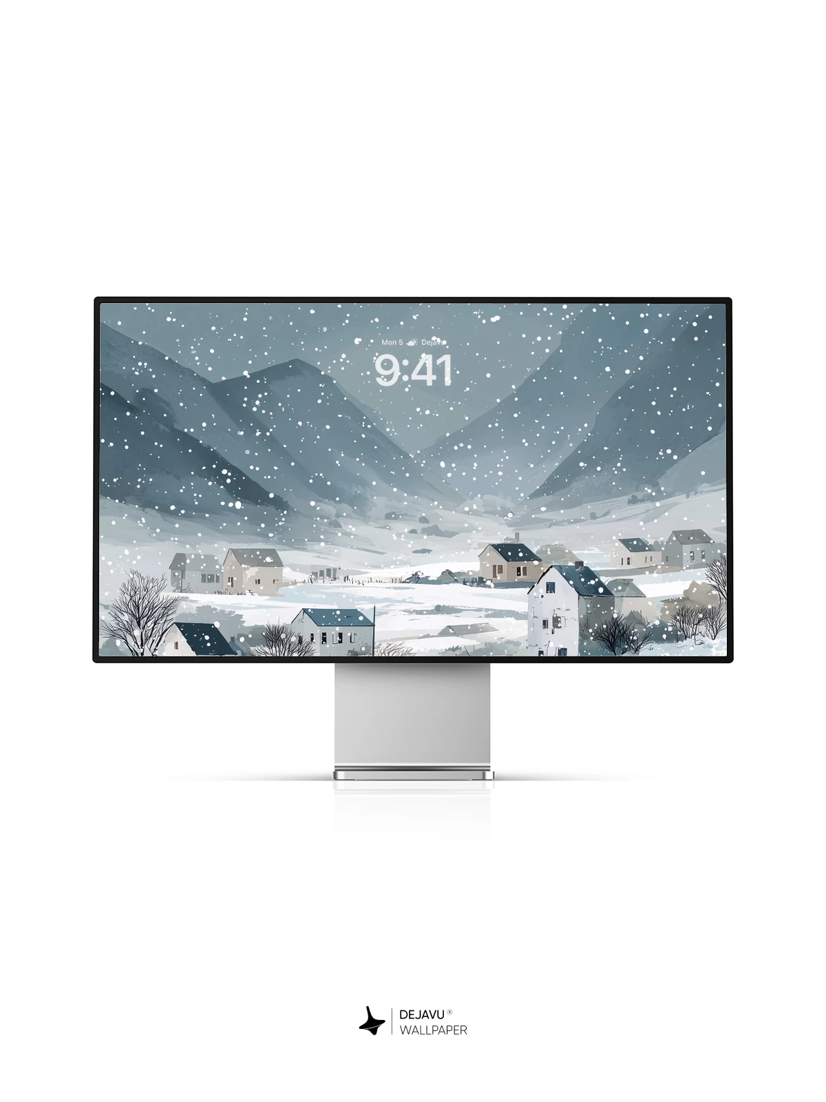 Winter Village Snowfall Wallpaper 8K for iPhone and Android