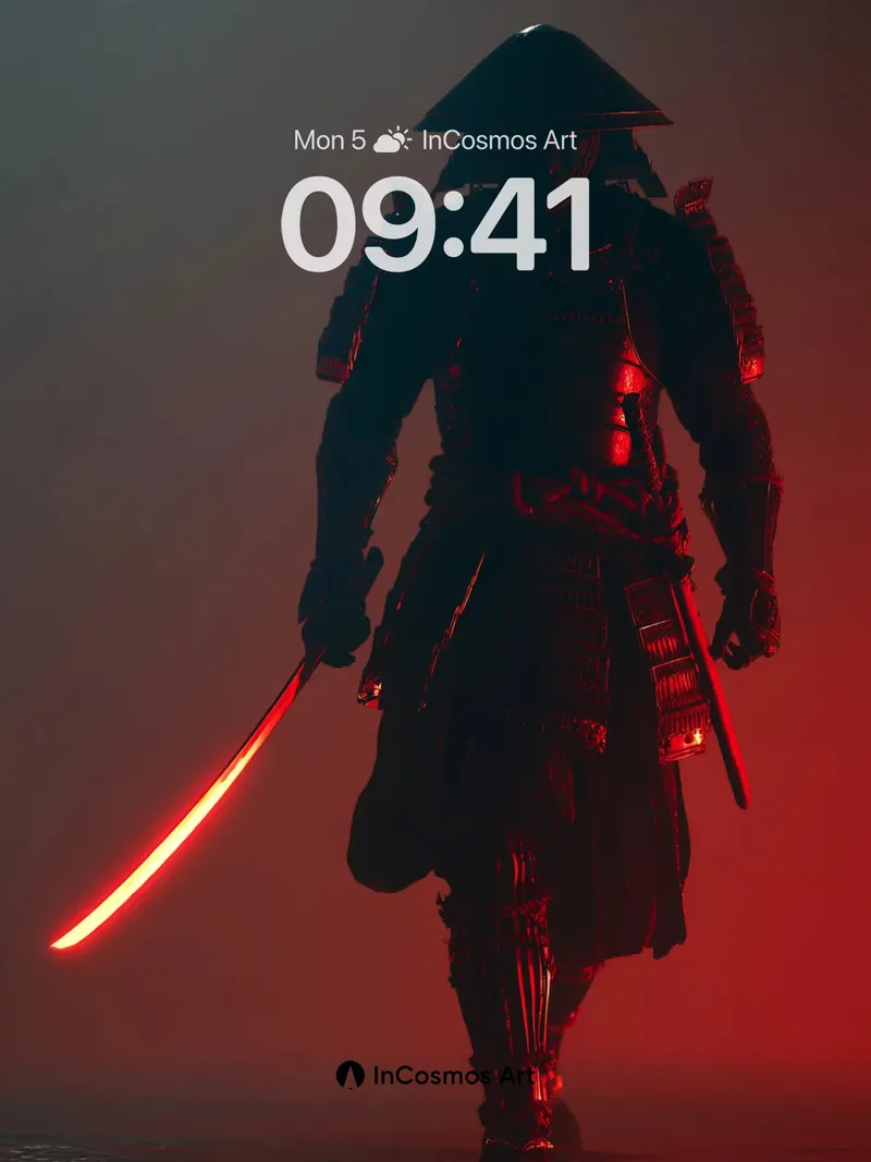 Shadowed Samurai Wallpaper with Crimson Edge