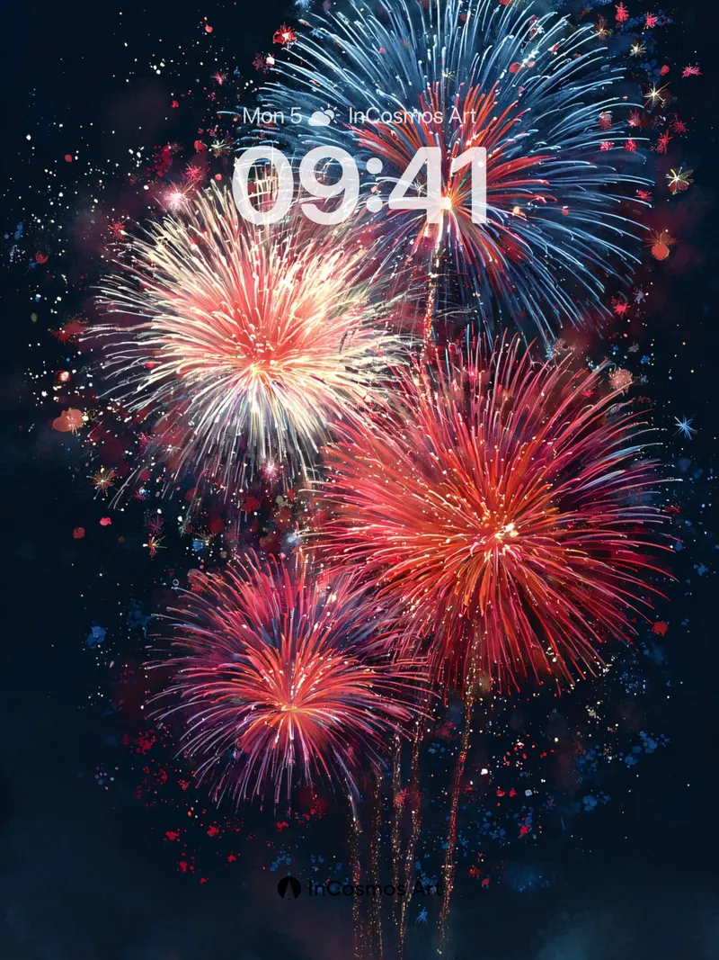 Crimson Sparkle Wallpaper with Celestial Trails