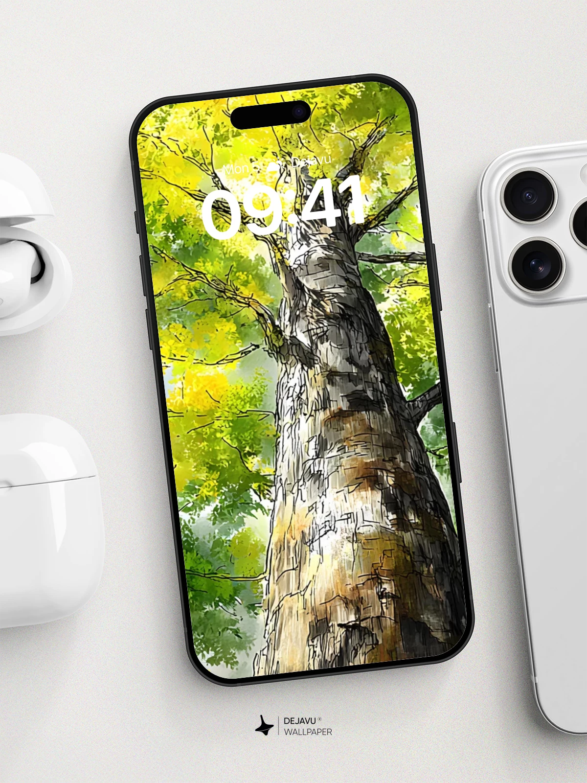 Watercolor Tree Canopy Wallpaper 8K for iPhone and Android