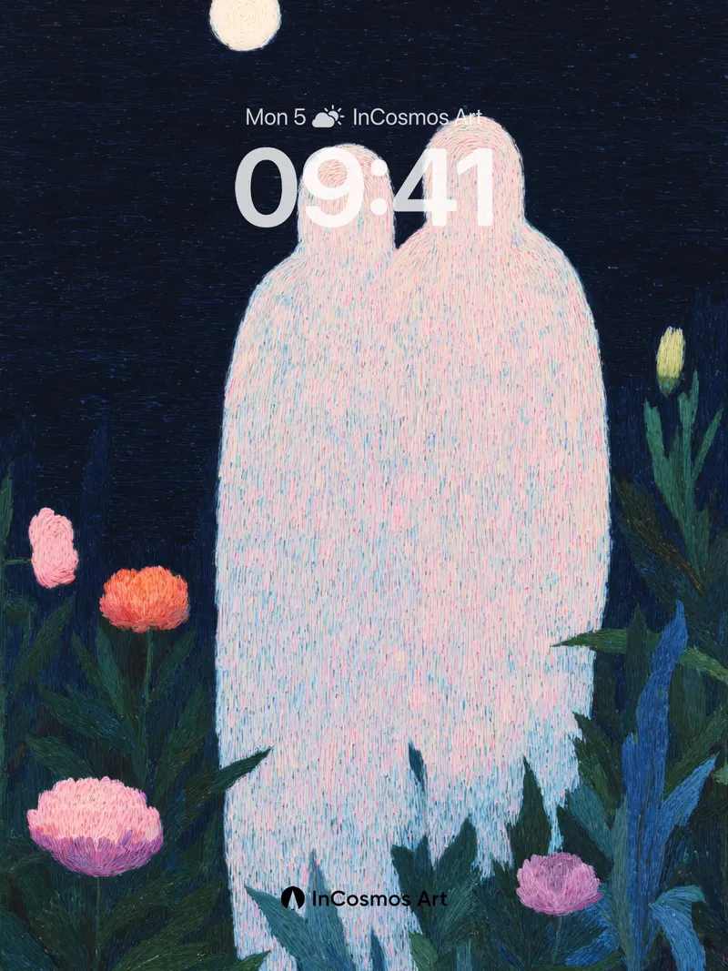 Luminous Embrace Wallpaper with Moonlit Threads