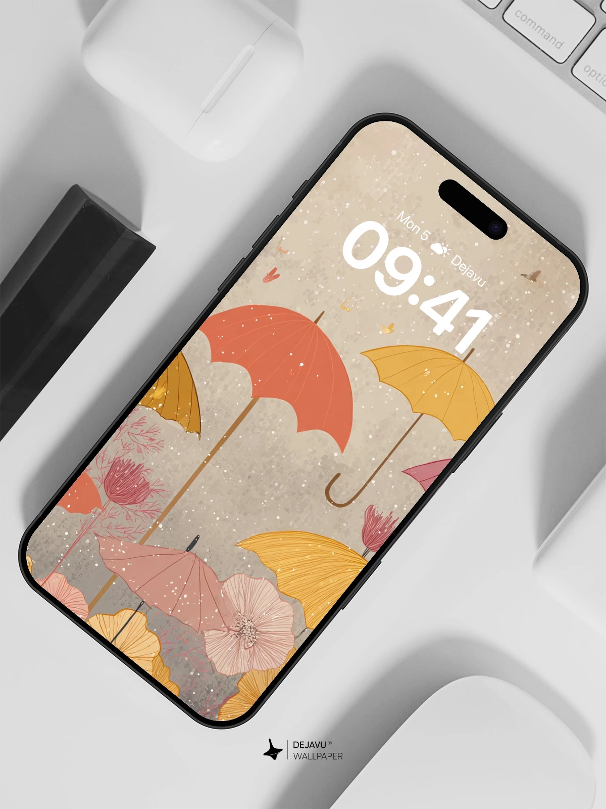 Whimsical Umbrella Garden Wallpaper 8K for iPhone and Android