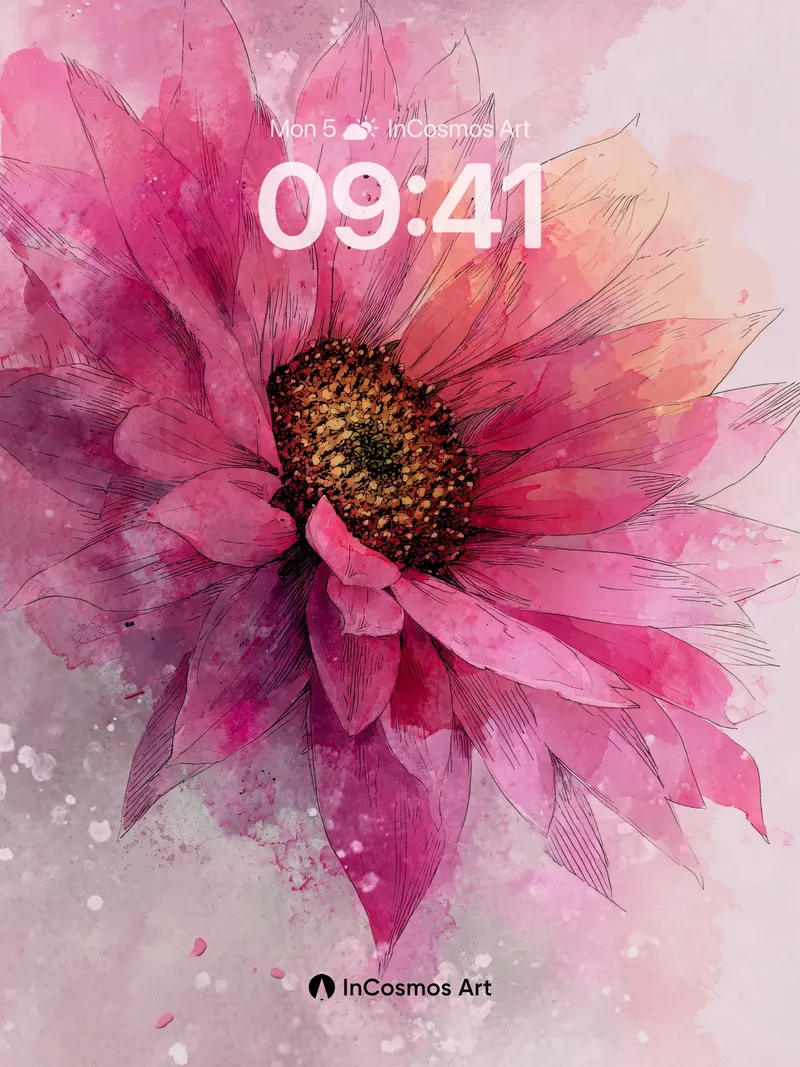 Velvet Petal Wallpaper with Sunburst Core