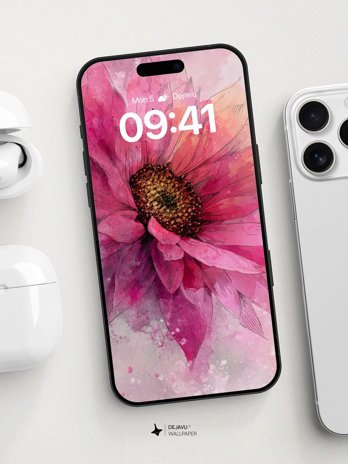 Watercolor Sunflower Art Wallpaper 8K for iPhone and Android