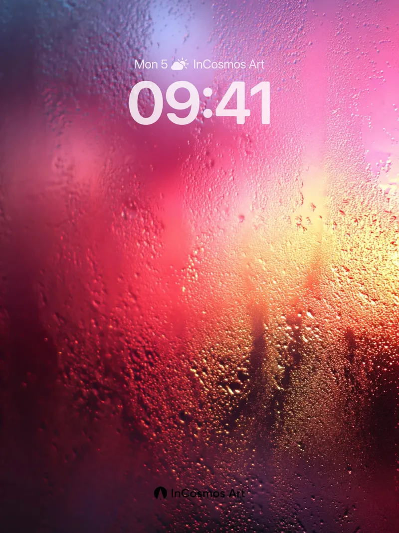 Fogged Prism Wallpaper with Luminous Droplets