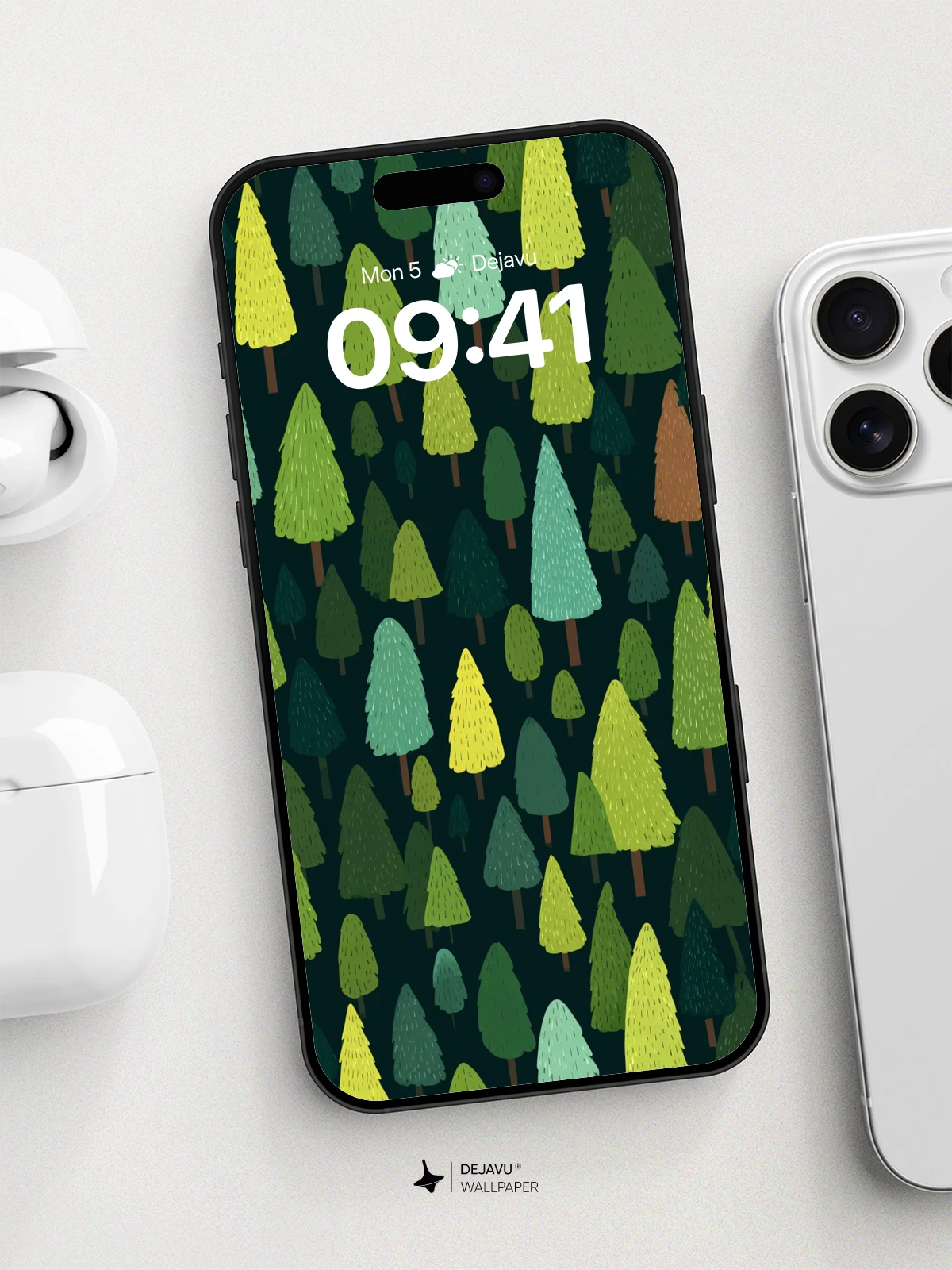 Whimsical Forest Trees Wallpaper 8K for iPhone and Android