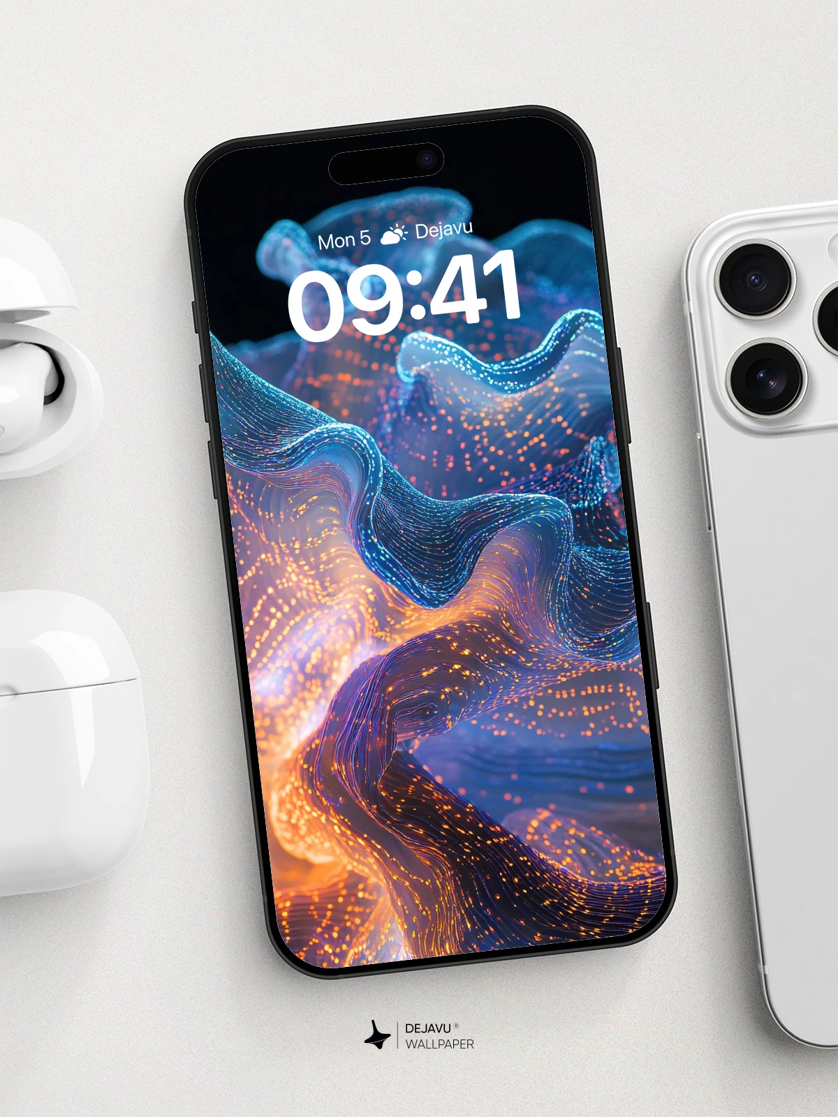 Neon Wave Abstraction Wallpaper 8K for iPhone and Android