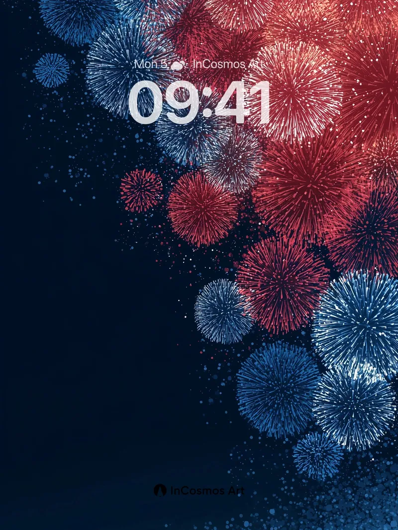 Cosmic Fireworks Wallpaper with Starlight Trails