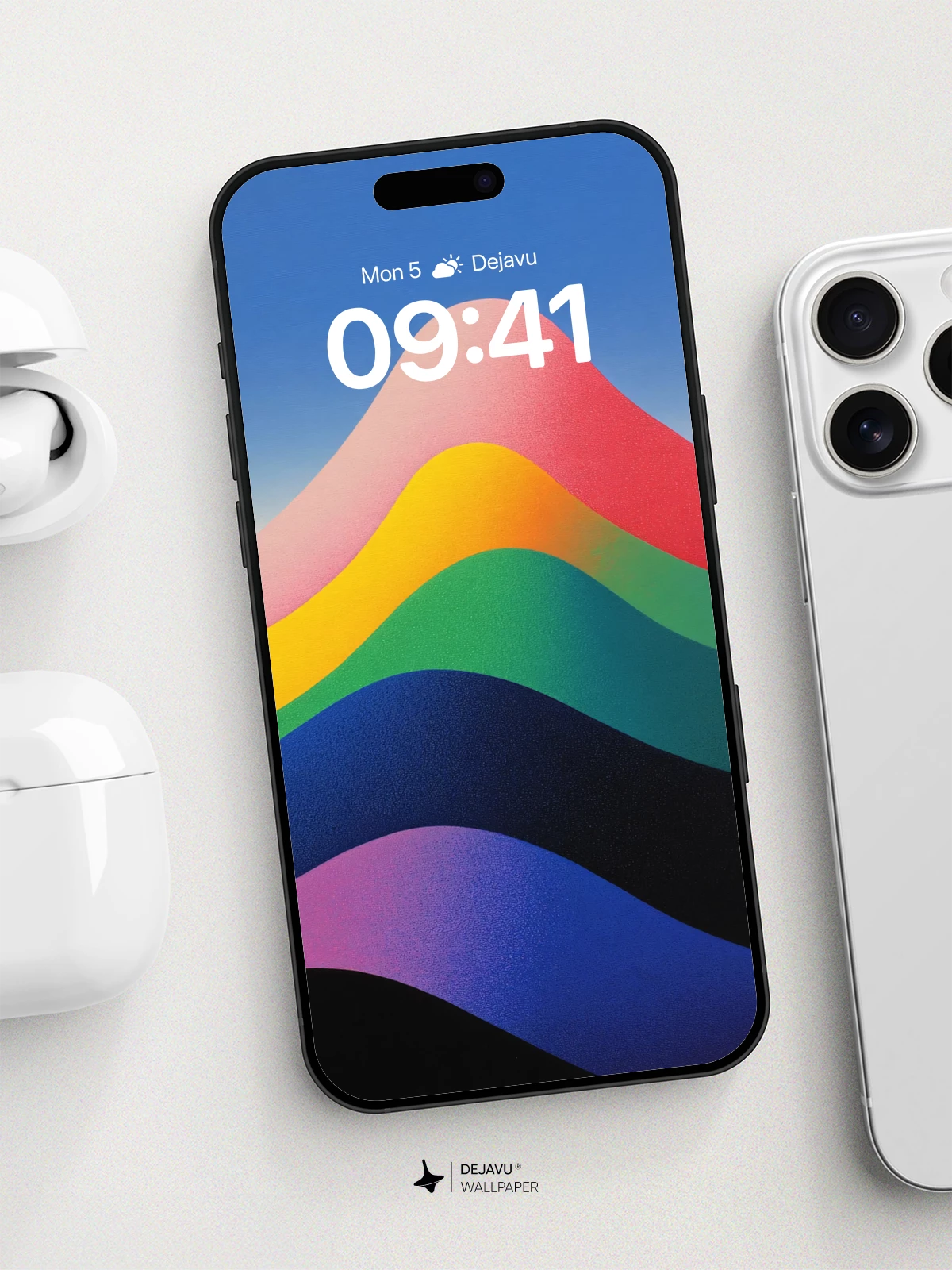 Vibrant Rainbow Waves Wallpaper 8K for iPhone and Android