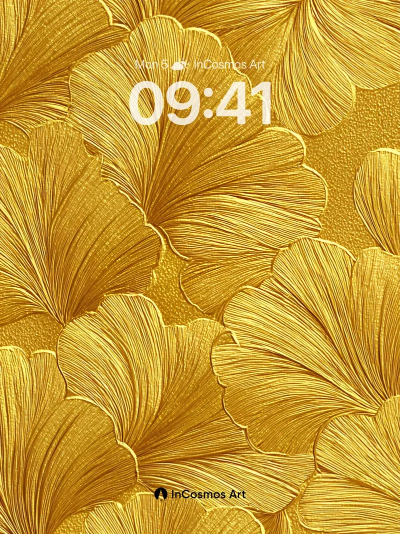 Golden Ginkgo Wallpaper with Embossed Light