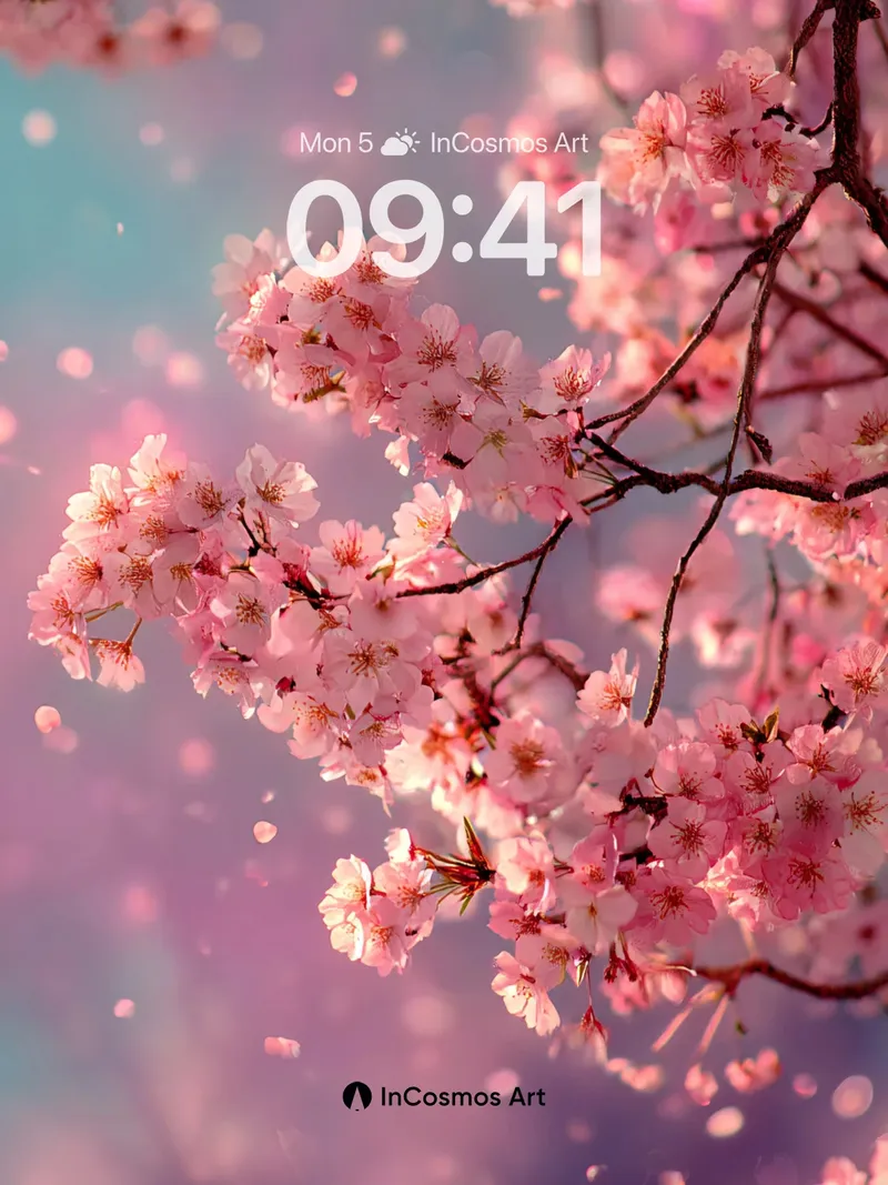 Sakura Drift Wallpaper with Floating Petals