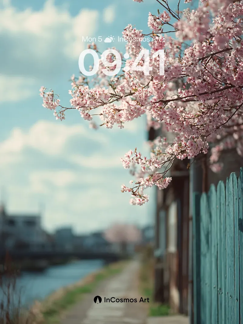 Serenity Bloom Wallpaper with Cherry Canopy